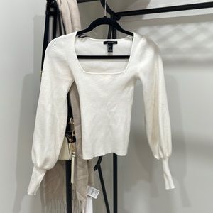 White square neck sweater crop top